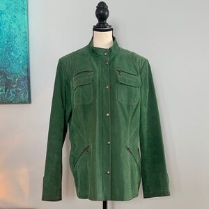 Danier, Green Suede Jacket with stitching details, Sz XL